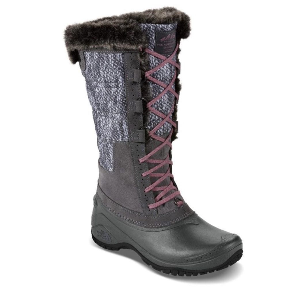 The North Face Shellista II Tall Gray Purple Snow Boots 6